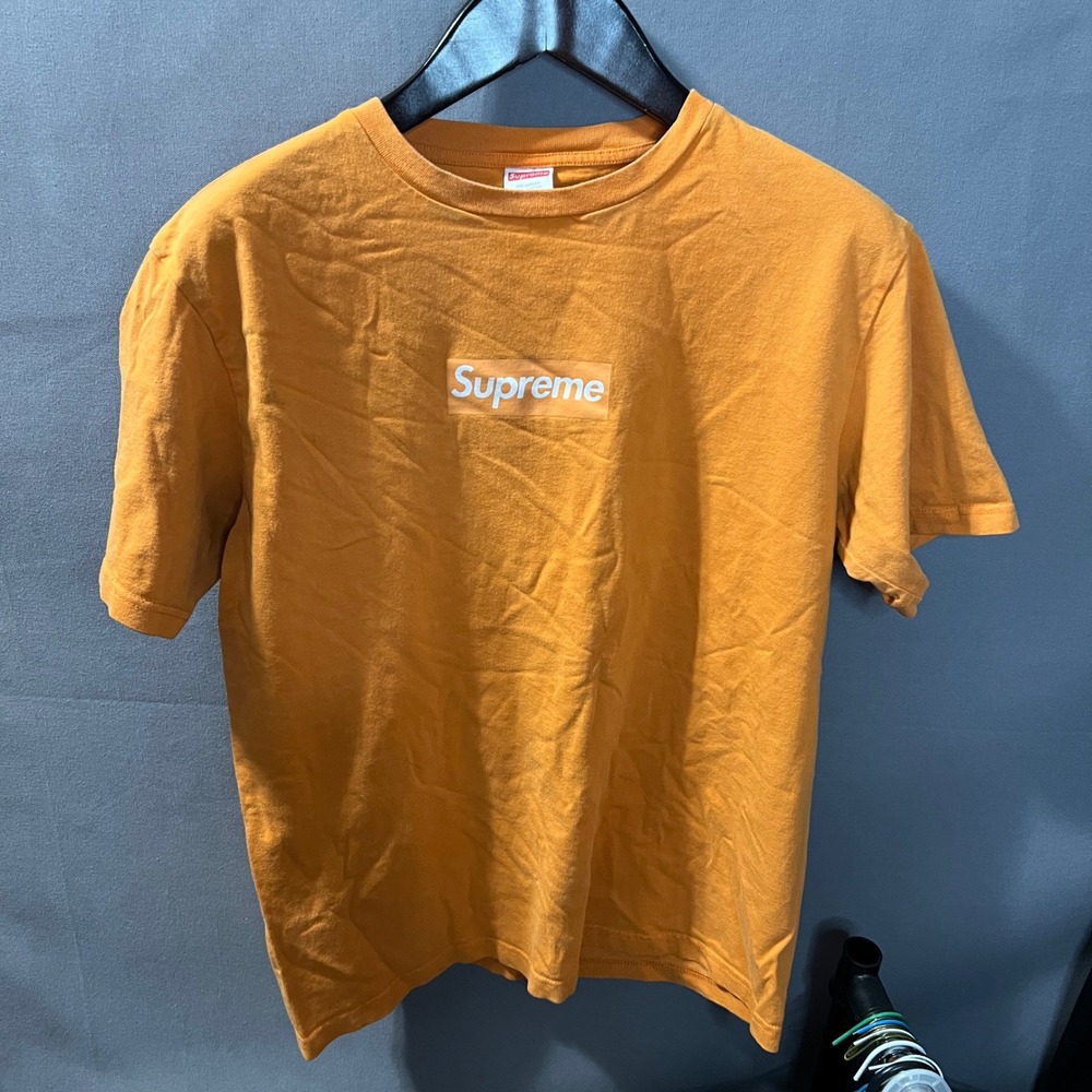 Supreme 1999 Orange on Orange Tonal Bold Font Box Logo Tee XL Vintage grail 90s